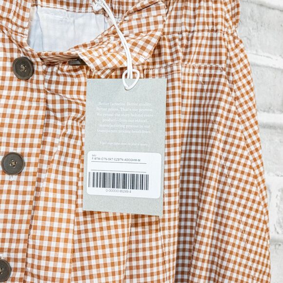 Everlane Women's Button maxi Skirt paperbag waist brown gingham size Medium NWT - Picture 7 of 9